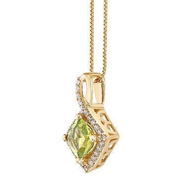 Gemminded 10k Gold 1/6 Carat T.W. Diamond & Peridot Pendant Necklace