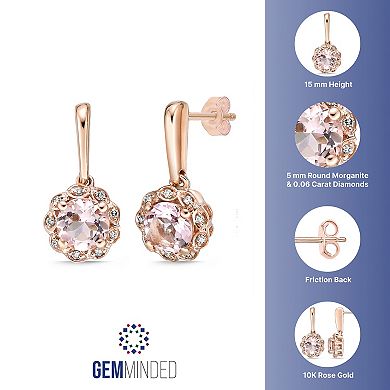 Gemminded 10k Rose Gold Diamond Accent Morganite Drop Earrings