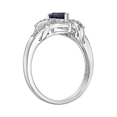 Gemminded 10k White Gold 1/4 Carat T.W. Diamond & Sapphire Ring