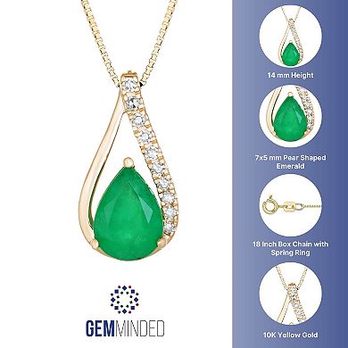 Gemminded 10k Gold Emerald & Diamond Accent Pendant Necklace