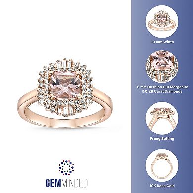 Gemminded 10k Rose Gold 1/3 Carat T.W. Diamond & Morganite Ring