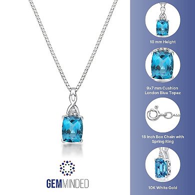 Gemminded 10k White Gold London Blue Topaz & Diamond Accent Pendant Necklace