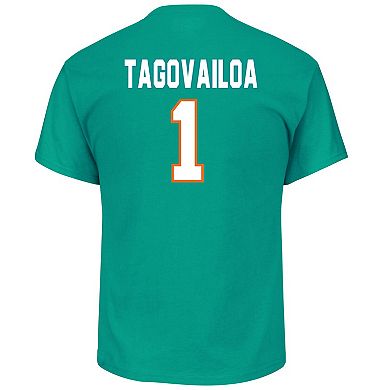 Men's Tua Tagovailoa Aqua Miami Dolphins Big & Tall Eligible Receiver III Name & Number T-Shirt