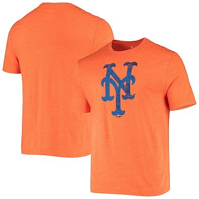 Men's Fanatics Branded Heathered Orange New York Mets Weathered Official Logo Tri-Blend T-Shirt