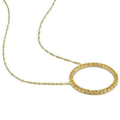 Stella Grace 10k Gold Citrine Circle Pendant Necklace