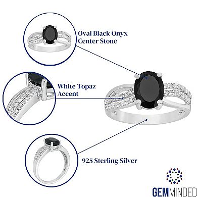 Gemminded Sterling Silver Black Onyx & White Topaz Accent Ring