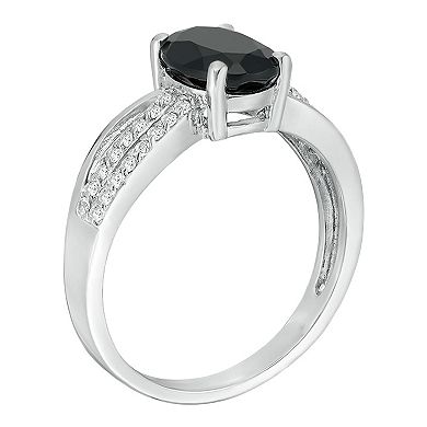 Gemminded Sterling Silver Black Onyx & White Topaz Accent Ring