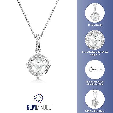 Gemminded Sterling Silver Lab-Created White Sapphire Pendant Necklace