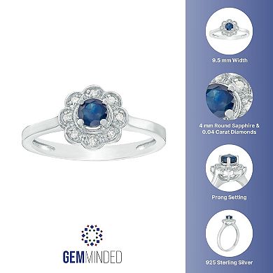 Gemminded Sterling Silver Sapphire & Diamond Accent Ring