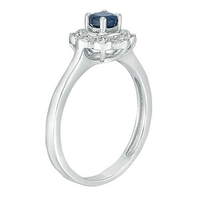 Gemminded Sterling Silver Sapphire & Diamond Accent Ring