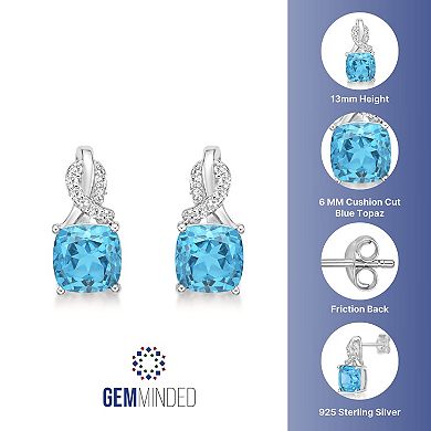 Gemminded Sterling Silver Blue Topaz & Diamond Accent Drop Earrings