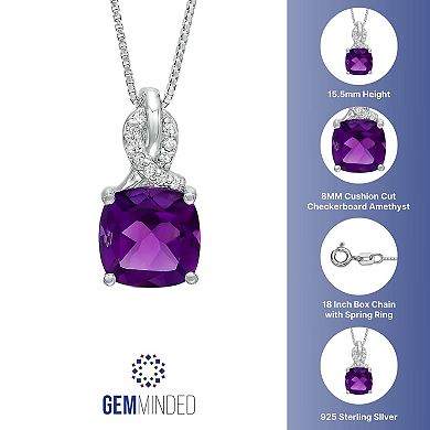 Gemminded Sterling Silver Amethyst & Diamond Accent Pendant Necklace