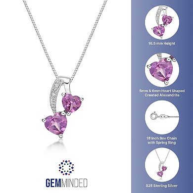 Gemminded Sterling Silver Lab-Created Alexandrite & Diamond Accent Pendant Necklace