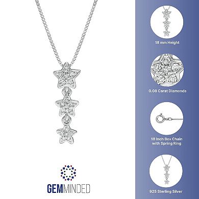 Gemminded Sterling Silver Diamond Accent Star Pendant Necklace