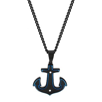 Men's Two Tone Stainless Steel Anchor Pendant 