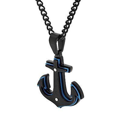Men's Two Tone Stainless Steel Anchor Pendant 
