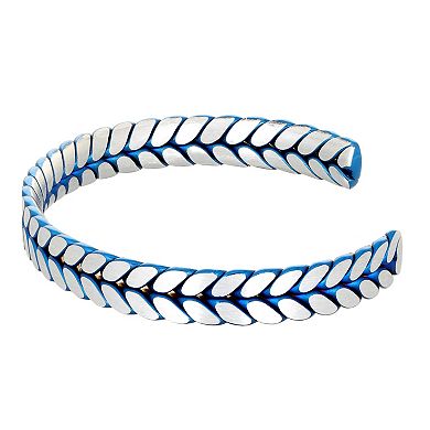 Men's LYNX Blue Ion-Plated Stainless Steel Bangle Bracelet 