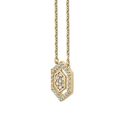 Gemminded 14k White Gold 1/4 Carat T.W. Diamond Hexagon Pendant Necklace