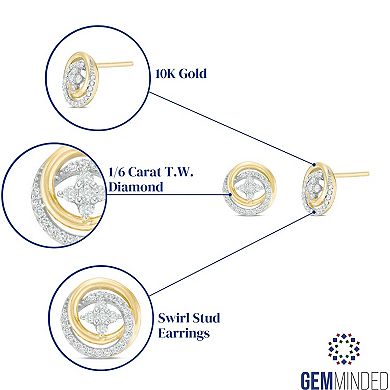 Gemminded 10k Gold 1/6 Carat T.W. Diamond Swirl Stud Earrings