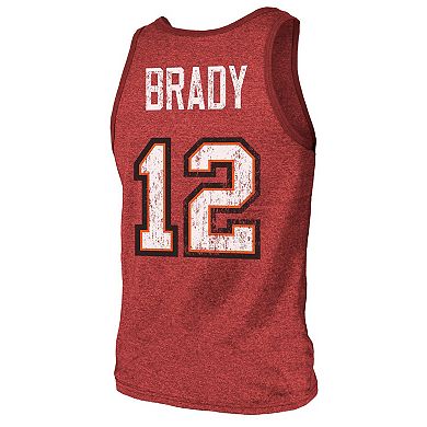 Men's Fanatics Branded Tom Brady Red Tampa Bay Buccaneers Name & Number Tri-Blend Tank Top