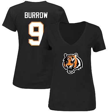 Women's Joe Burrow Black Cincinnati Bengals Plus Size Fair Catch Name & Number V-Neck T-Shirt