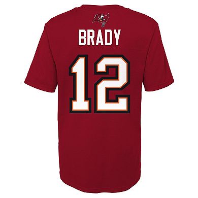 Preschool Tom Brady Red Tampa Bay Buccaneers Mainliner Player Name & Number T-Shirt