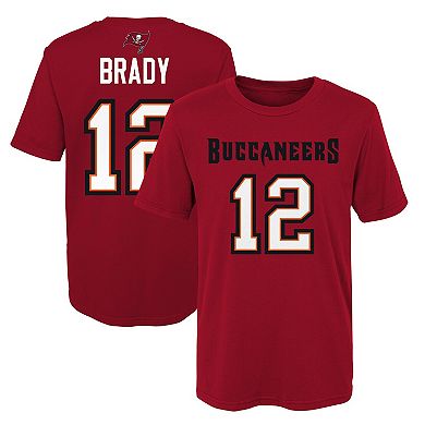 Preschool Tom Brady Red Tampa Bay Buccaneers Mainliner Player Name & Number T-Shirt