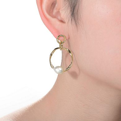 14k Gold Sterling Silver Freshwater Cultured Pearl Drop Earrings
