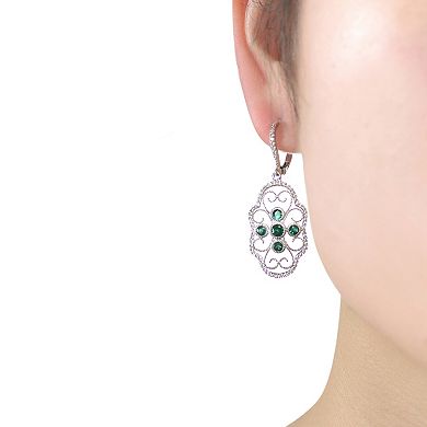 Sterling Silver Cubic Zirconia Leverback Filigree Earrings