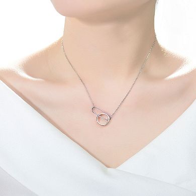 Two Tone Sterling Silver Geometric Necklace
