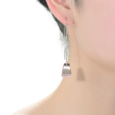 Two Tone Sterling Silver Dangle Threader Earrings