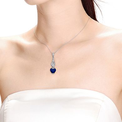 Sterling Silver Blue Cubic Zirconia Pendant Necklace