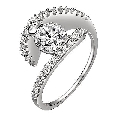 Sterling Silver Cubic Zirconia Bypass Ring