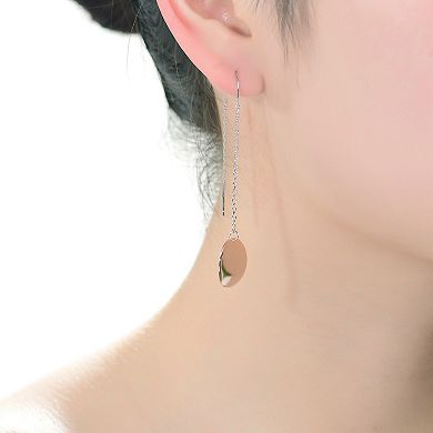 18k Rose Gold Over Silver Disc Threader Earrings