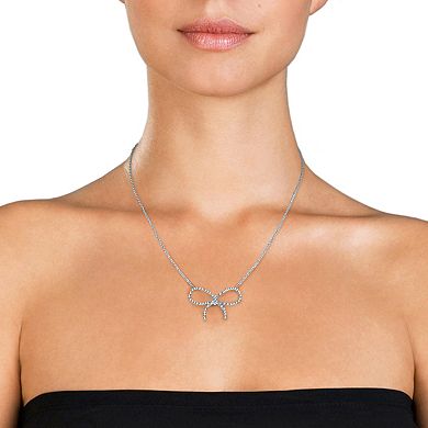 Sterling Silver Cubic Zirconia Ribbon Necklace