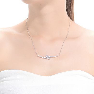14k Gold Over Silver Cubic Zirconia Bypass Necklace