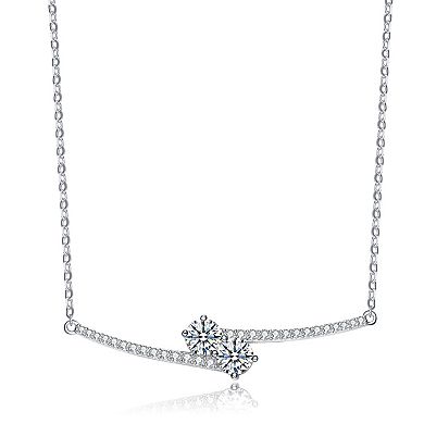 14k Gold Over Silver Cubic Zirconia Bypass Necklace
