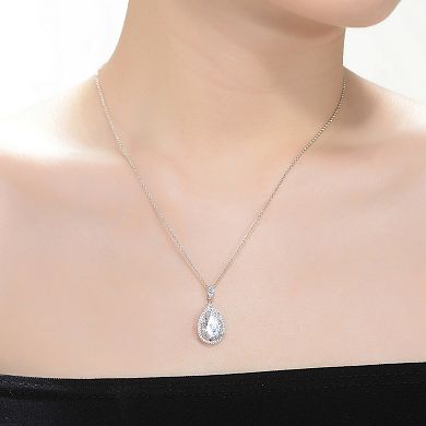 Sterling Silver Cubic Zirconia Accent Drop Pendant Necklace