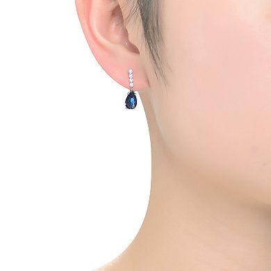 Sterling Silver Blue Cubic Zirconia Teardrop Earrings