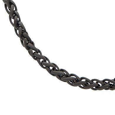 Men's Stainless Steel 2.7 mm Black Ion Plated Round Wheat Chain Necklace