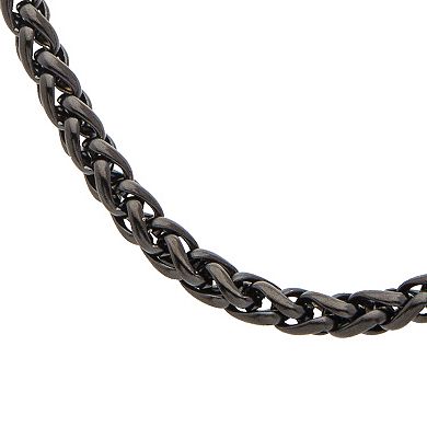 Men's 3.4 mm Super Black Plated Stainless Steel Round Wheat Chain Necklace