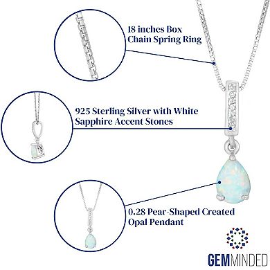 Gemminded Sterling Silver Lab-Created Opal & Lab-Created White Sapphire Accent Pendant Necklace