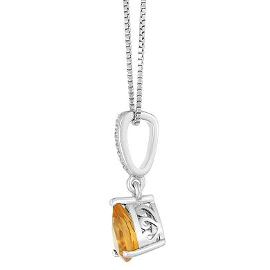 Gemminded Sterling Silver White Topaz Accent & Citrine Pendant Necklace
