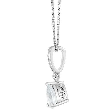Gemminded Sterling Silver White Topaz Pendant Necklace