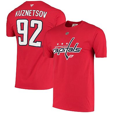 Men's Fanatics Branded Evgeny Kuznetsov Red Washington Capitals Name & Number T-Shirt
