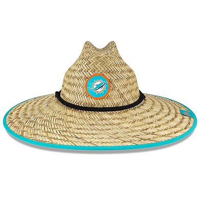 Men's New Era Natural Miami Dolphins 2020 NFL Summer Sideline Official Straw Hat