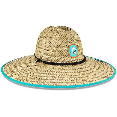 Men's New Era Natural Miami Dolphins 2020 NFL Summer Sideline Official Straw Hat