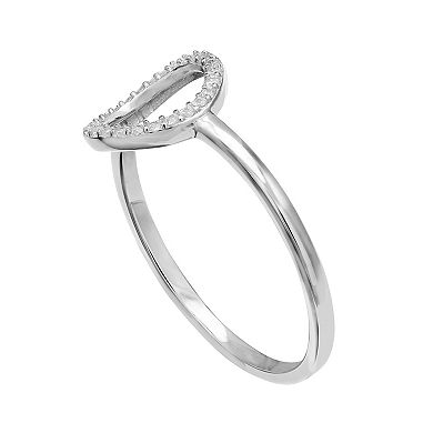 PRIMROSE Sterling Silver Cubic Zirconia Open Circle Band Ring 