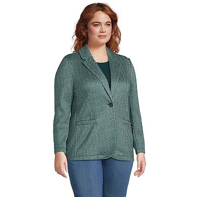 Plus Size Lands' End Sweater Fleece Blazer