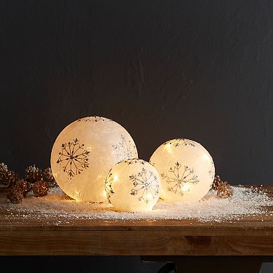 LED Snowflake Globe Table Decor 3-piece Set